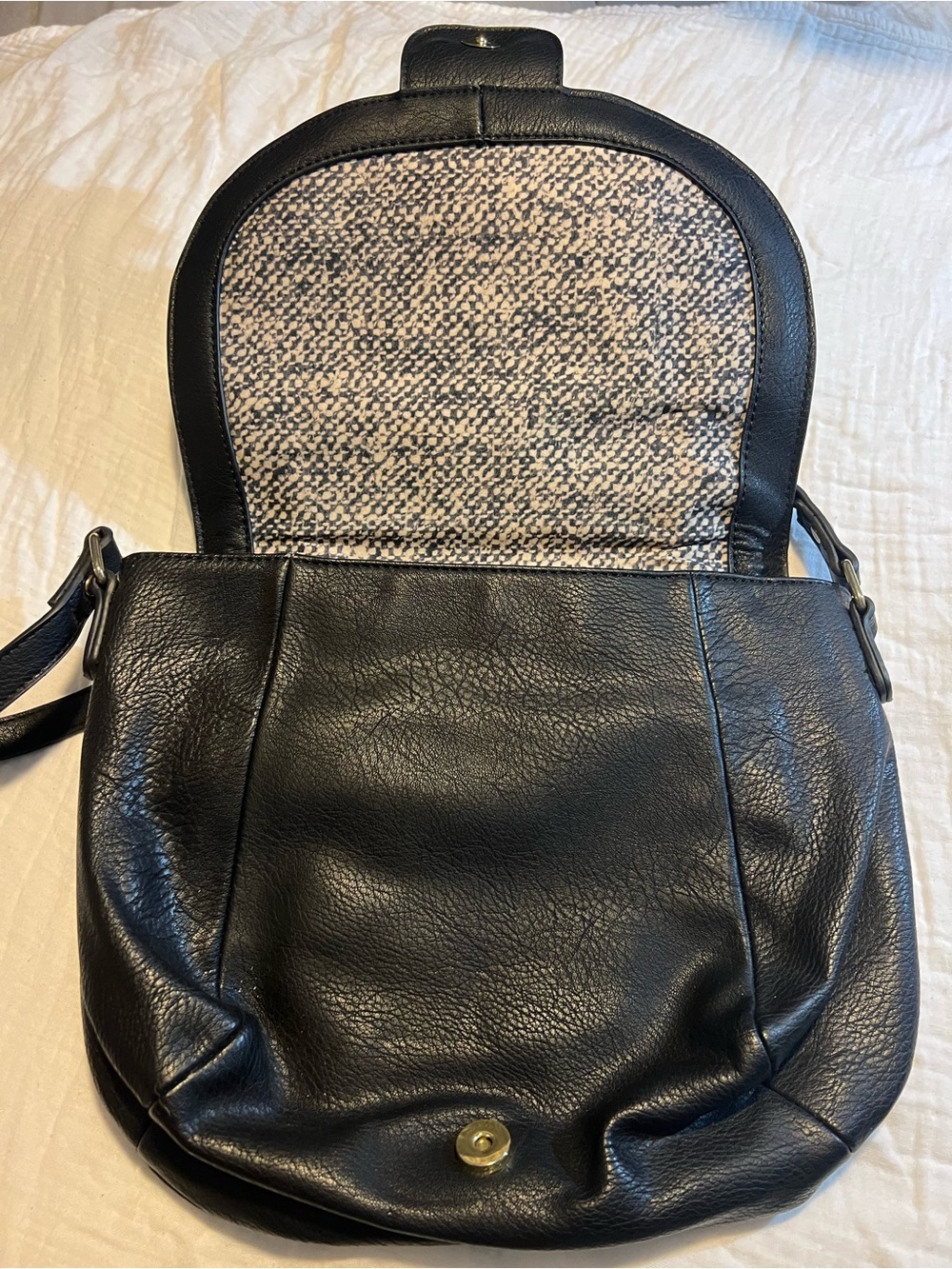 Big Buddha Black Leather Hobo with Braided Trim and Amber wood like Accent - Picture 3 of 8
